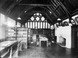 A view of the library at Christ's College, Christchurch, 192-?.